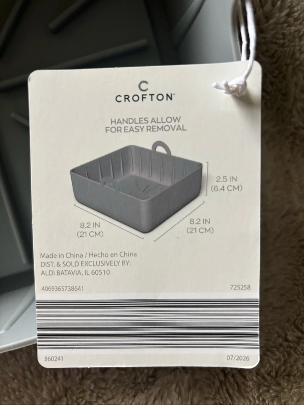 Croton Gray Square Silicone Air Fryer Liner